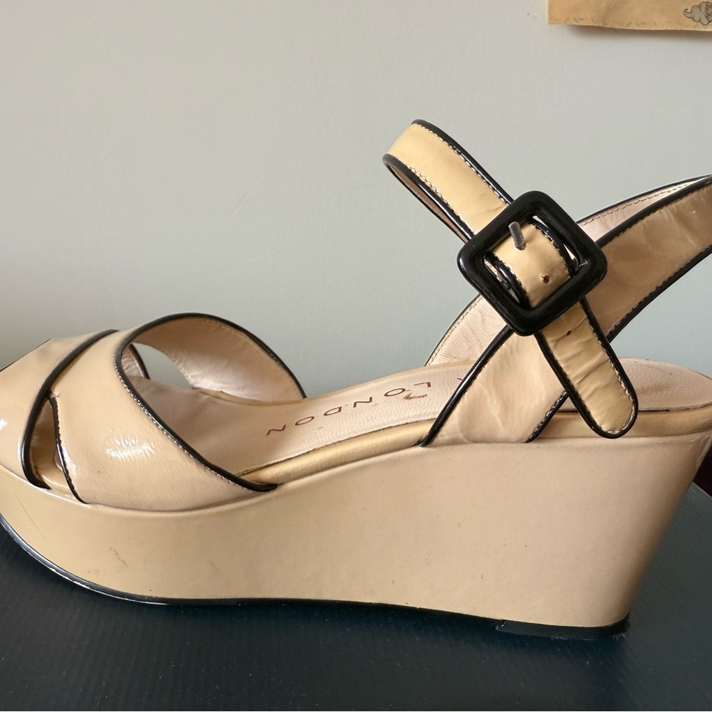 Sacha London Cream Wedge Sandals